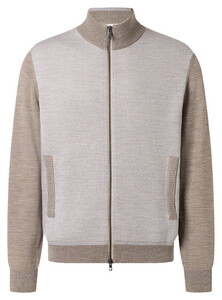 Maerz Subtle Details Texture Knit Merino Superwash Full 2-Way Zip Vest Iced Latte