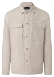 Maerz Subtle Mélange Double Chest Pocket Organic Cotton Linen Blend Overshirt Frappuccino