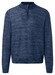 Maerz Subtle Stripe Knit Zip Collar Luxury Wool Cotton Pullover Navy