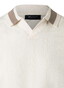 Maerz Subtle Stripe Texture Knit No Button Collar Poloshirt Off White