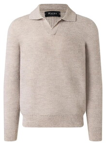 Maerz Texture Knit Merino Extrafine No Button Polo Collar Pullover Mascarpone Cream