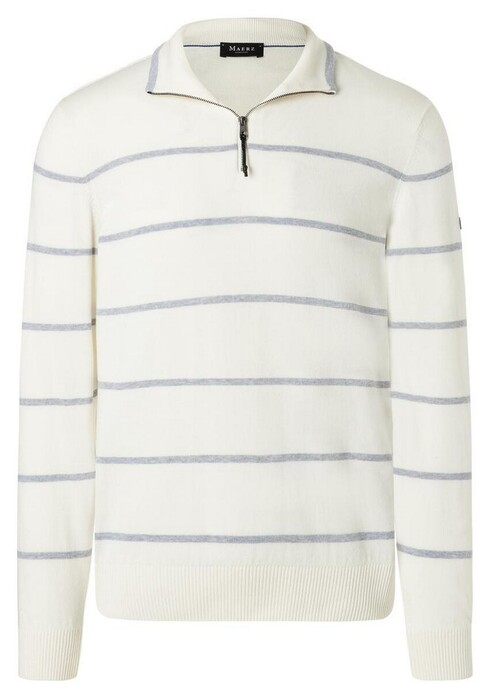 Maerz Troyer Zip Luxury Stripe Detail Pullover Off White