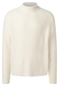 Maerz Turtleneck Uni Color Subtle Wave Pattern Knit Wool Alpaca Pullover New White