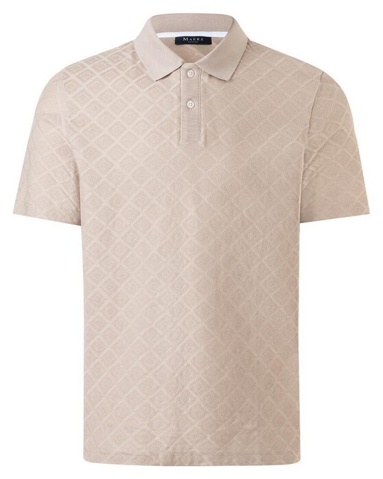 Maerz Uni Color Diagonal Check Texture Pattern Polo Frappuccino