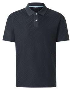 Maerz Uni Color Diagonal Check Texture Pattern Poloshirt Navy