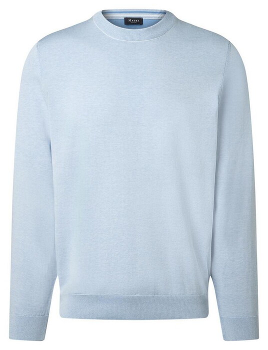 Maerz Uni Color Fine Cotton Knit Pullover Blue Sky
