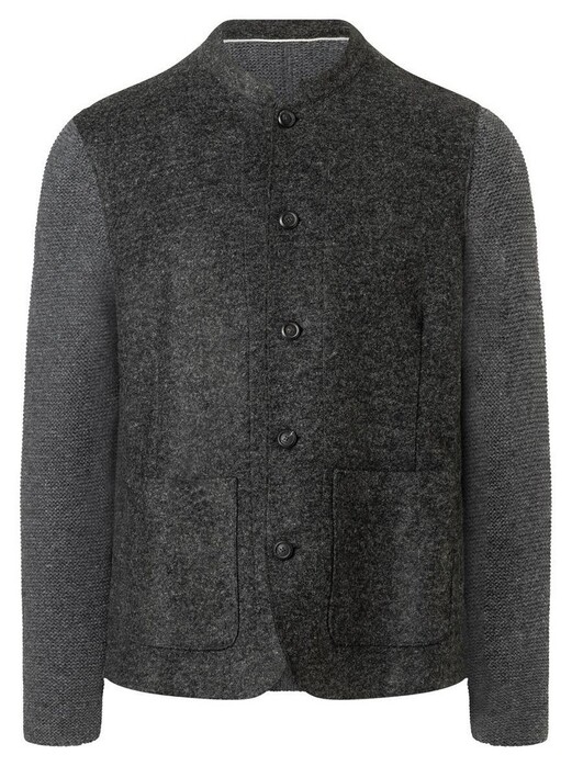 Maerz Uni Color Knit Blazer Cardigan Stand-Up Collar Vest Dark Grey Melange