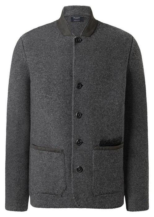 Maerz Uni Color Knit Subtle Detail Vest Dark Grey Melange