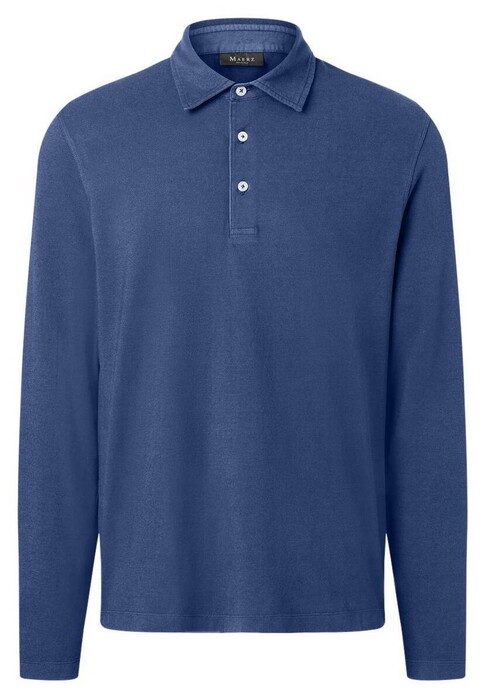 Maerz Uni Color Long Sleeve Jersey Garment Dye Polo Deep Sea