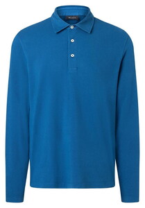 Maerz Uni Color Long Sleeve Jersey Garment Dye Polo Medium Blue