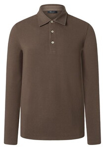 Maerz Uni Color Long Sleeve Jersey Garment Dye Polo Nougat