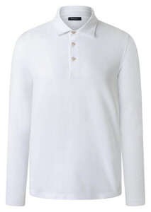 Maerz Uni Color Long Sleeve Jersey Garment Dye Polo Pure White