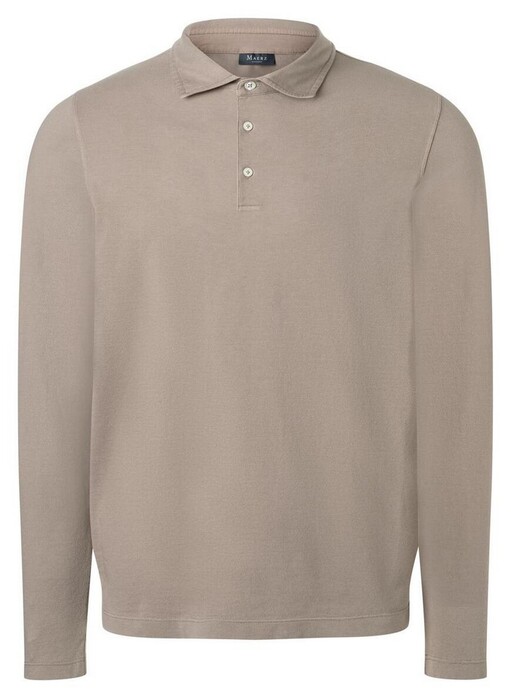 Maerz Uni Color Long Sleeve Jersey Garment Dye Polo Twig