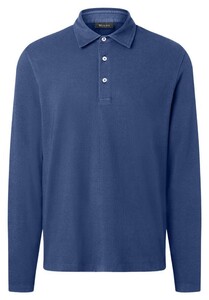 Maerz Uni Color Long Sleeve Jersey Garment Dye Poloshirt Deep Sea