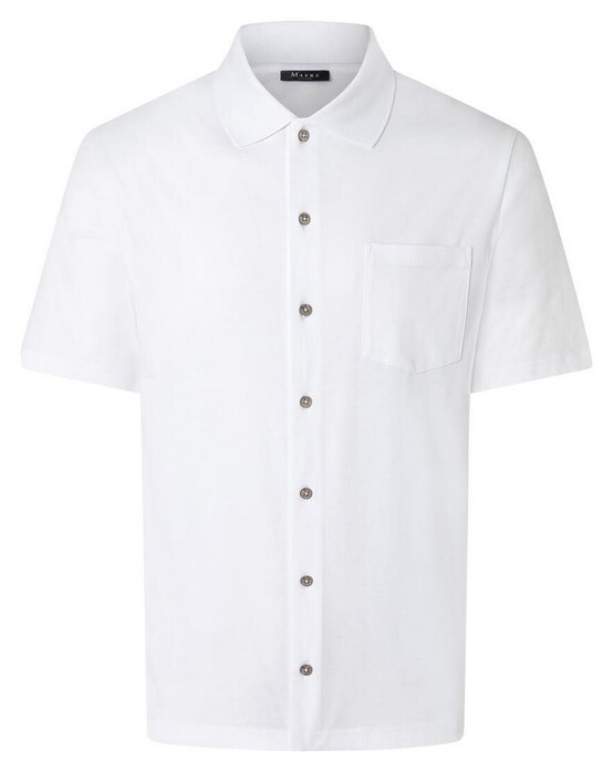 Maerz Uni Color Long Sleeve Soft Cotton Jersey Overhemd Pure White