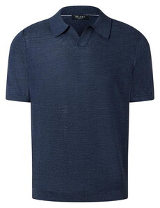 Maerz Uni Color No Buttons Merino Extrafine Polo Nimes Blue