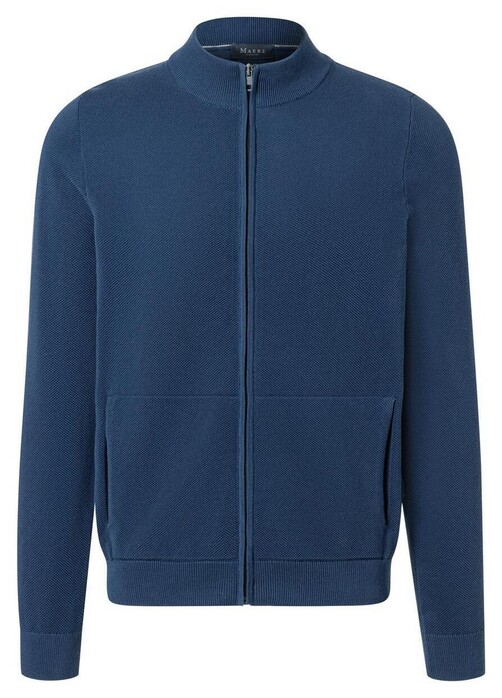 Maerz Uni Color Organic Cotton Cardigan Zip Vest Deep Sea