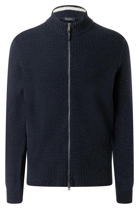Maerz Uni Color Texture Knit Two-Way Zip Vest Deep Sea