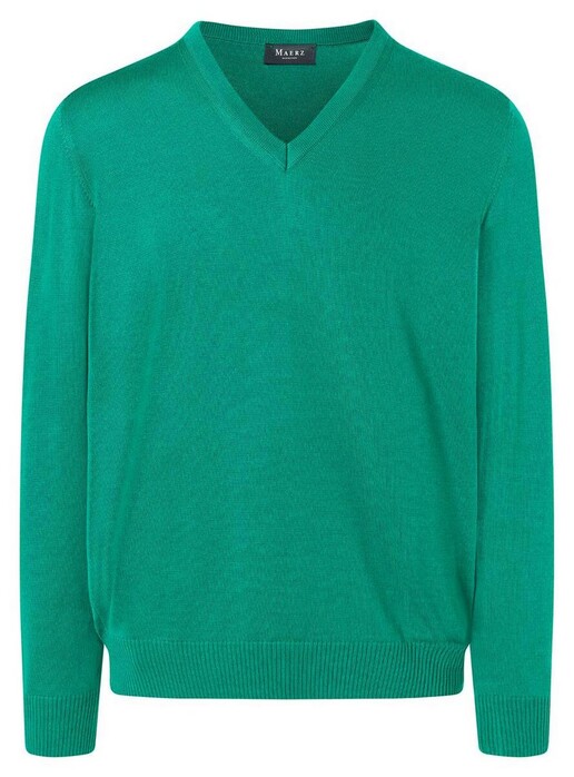 Maerz V-Neck Merino Superwash Pullover Green Emerald