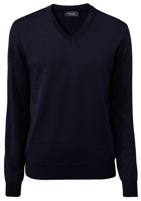 Maerz V-Neck Merino Superwash Pullover Navy