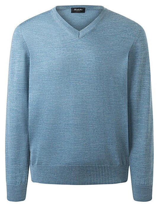 Maerz V-Neck Merino Superwash Pullover Polar Blue