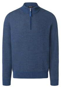 Maerz Zip Collar Duo Color Knit Trui Nimes Blue