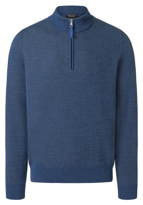 Maerz Zip Collar Duo Color Knit Trui Nimes Blue