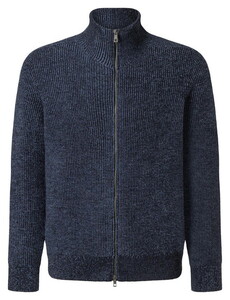 Maerz Zip Collar Texture Knit Merino Extrafine Cardigan Navy