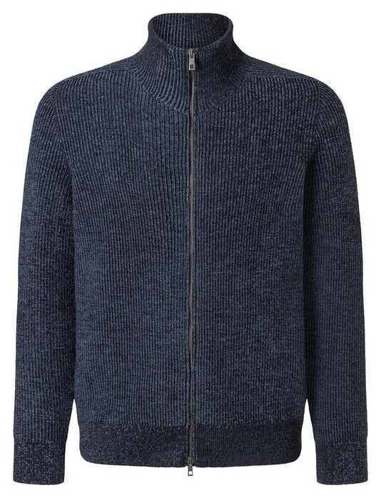 Maerz Zip Collar Texture Knit Merino Extrafine Vest Navy