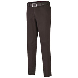 MENS Flat-Front Madrid Cotton Pants Dark Brown Melange