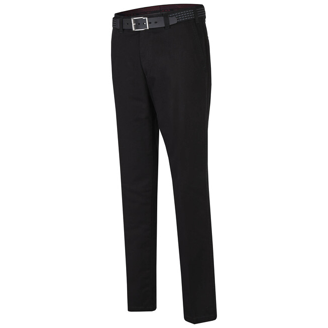 MENS Flat-Front Madrid Katoen Broek Zwart