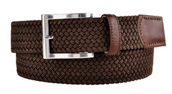 MENS Gevlochten Stretch Riem Belt Dark Brown Melange