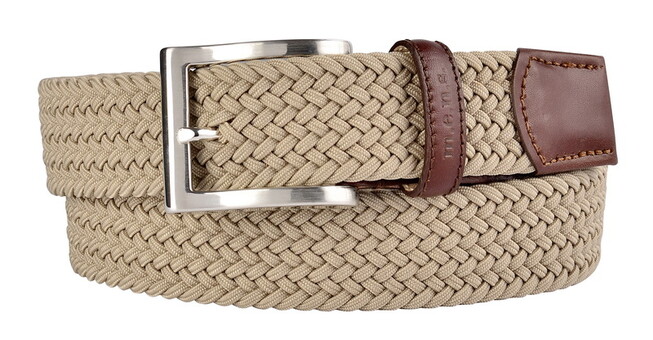 MENS Gevlochten Stretch Riem Zand