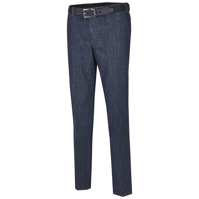 MENS Madrid Comfort-Fit Flat-Front Xtend Jeans Dark Denim Blue