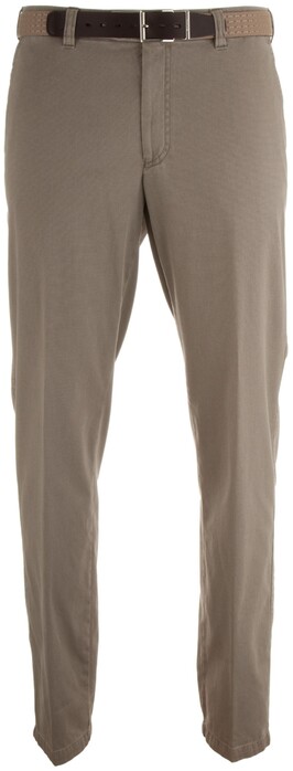 MENS Madrid Comfort-Fit Structured Flat-Front Broek Zand