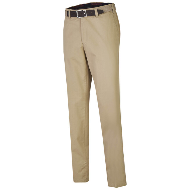 MENS Madrid Flat-Front Katoen Fijn Broek Zand