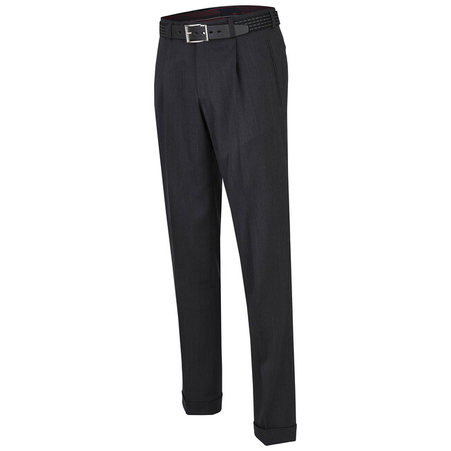 MENS Paris Bandplooi Omslag Wol Broek Antraciet