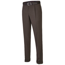 MENS Paris Bandplooi Omslag Wol Broek Bruin