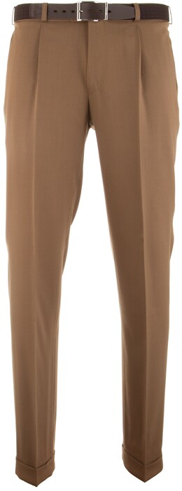 MENS Paris Bandplooi Omslag Wol Broek Donker Zand