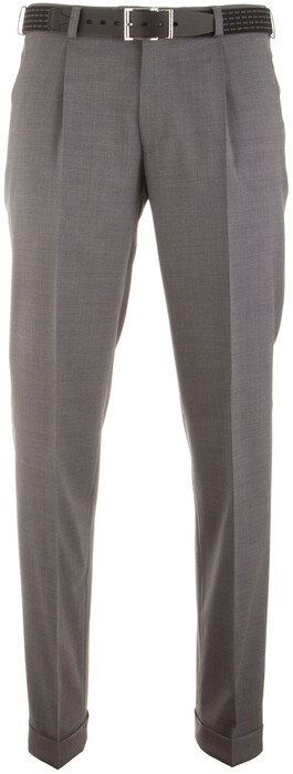 MENS Paris Bandplooi Omslag Wol Broek Licht Grijs