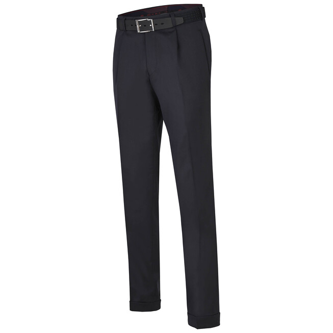 MENS Paris Bandplooi Omslag Wol Broek Navy