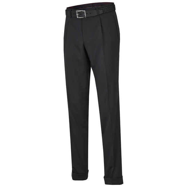 MENS Paris Bandplooi Omslag Wol Broek Zwart