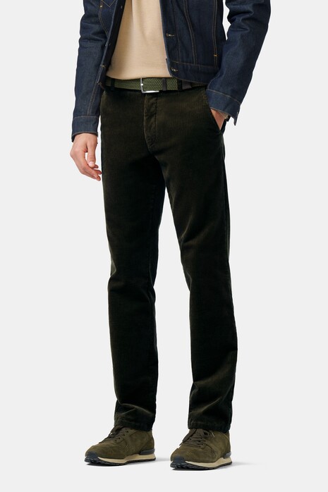 Meyer Bonn Active Corduroy Organic Cotton 2-Way Stretch Corduroy Broek Dark Olive