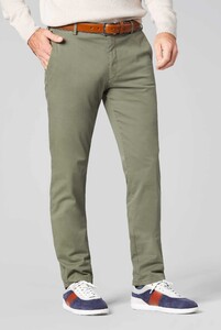 Meyer Bonn Constant Color Cotton Flat-Front Broek Olive