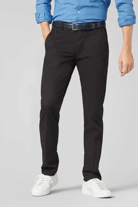 Meyer Bonn Constant Color Cotton Flat-Front Broek Zwart