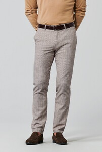 Meyer Bonn Exclusive Organic Cotton Stretch Multi Check Pants Beige