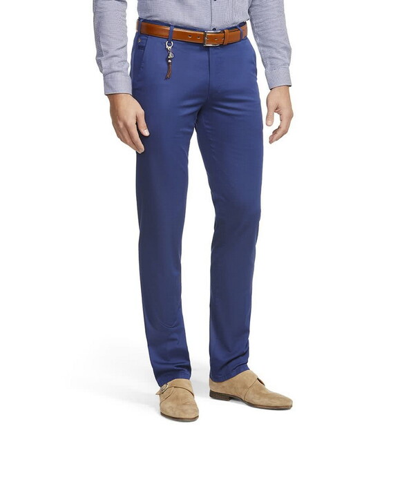 Meyer Bonn Exclusive Solid Color Pima Cotton Subtle Stretch Broek Blauw