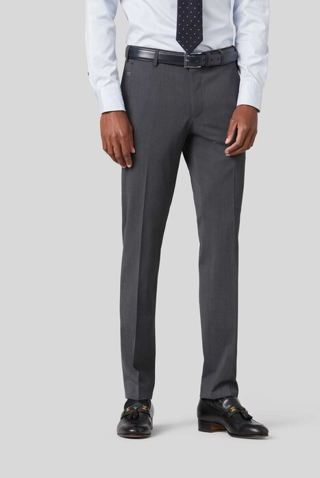 Meyer Bonn Modern Fine Gabardine Bistretch Wool Blend Broek Midden Grijs