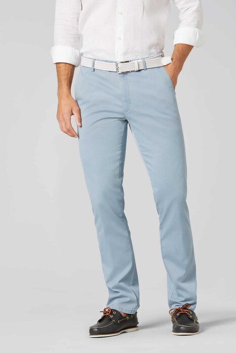 Meyer Bonn Subtle Micro Structure Cotton Chino Broek Licht Blauw