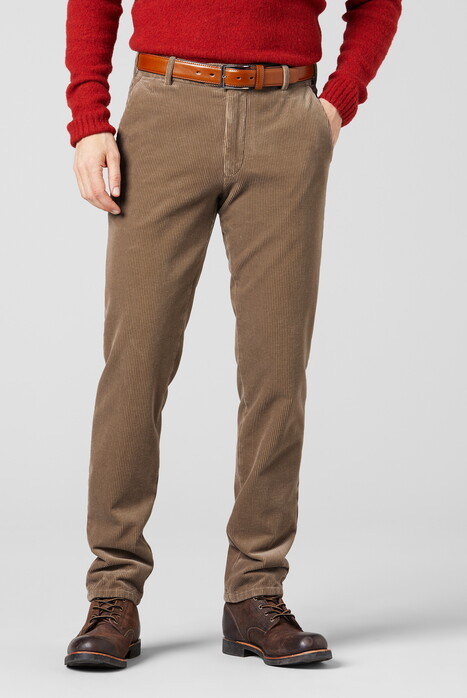 Meyer Bonn Superstretch Premium Corduroy Corduroy Broek Licht Bruin